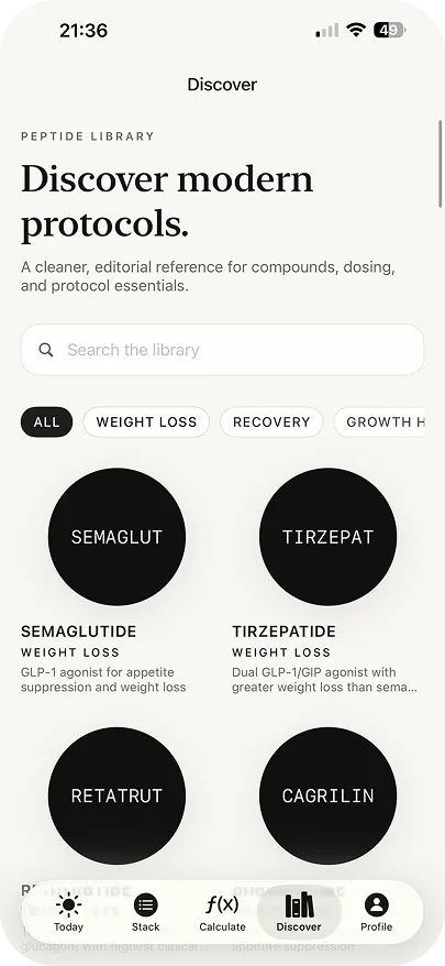 Milos full peptide library with searchable compound cards
